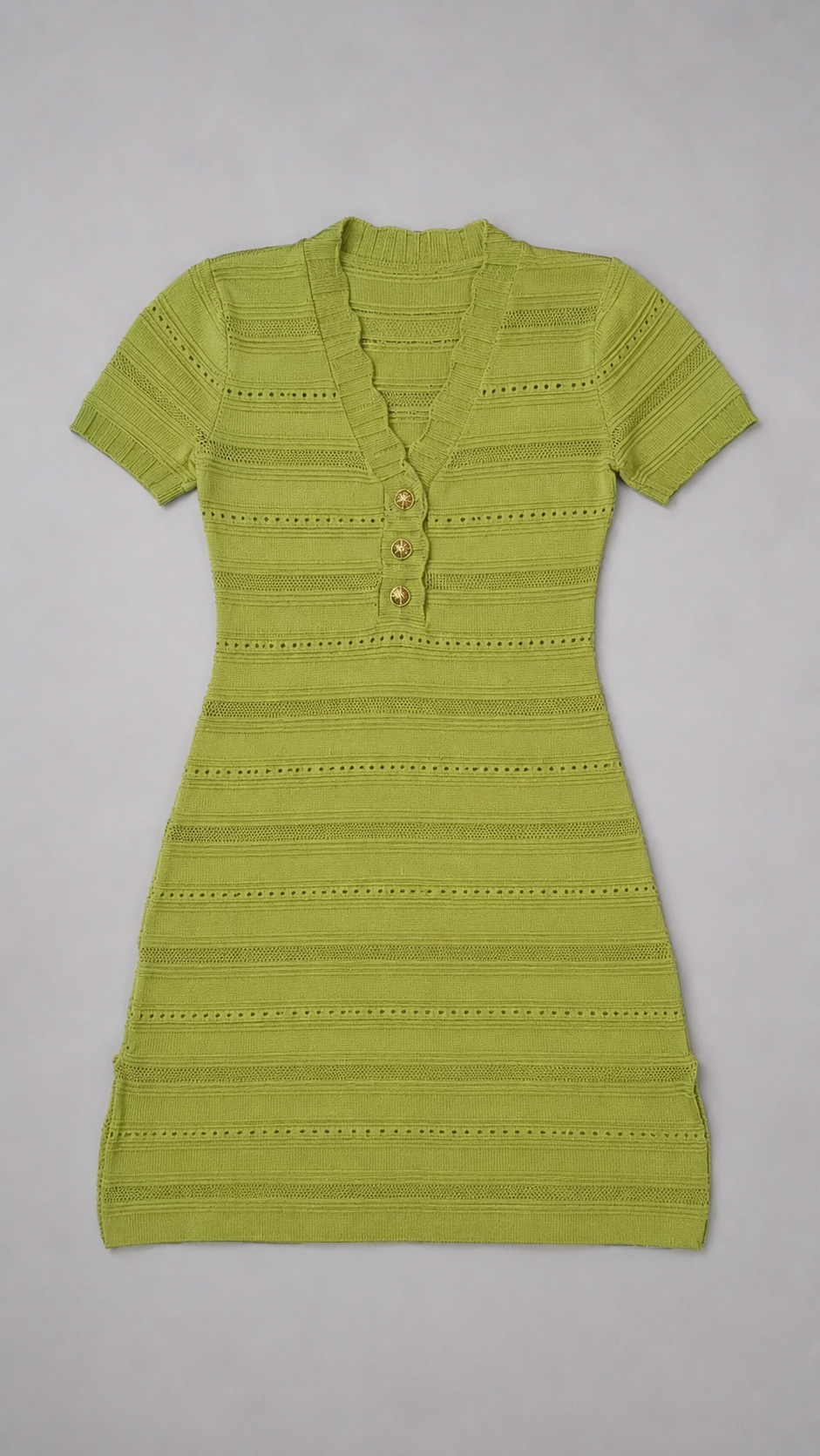 Green Textured Knit Sheath Dress