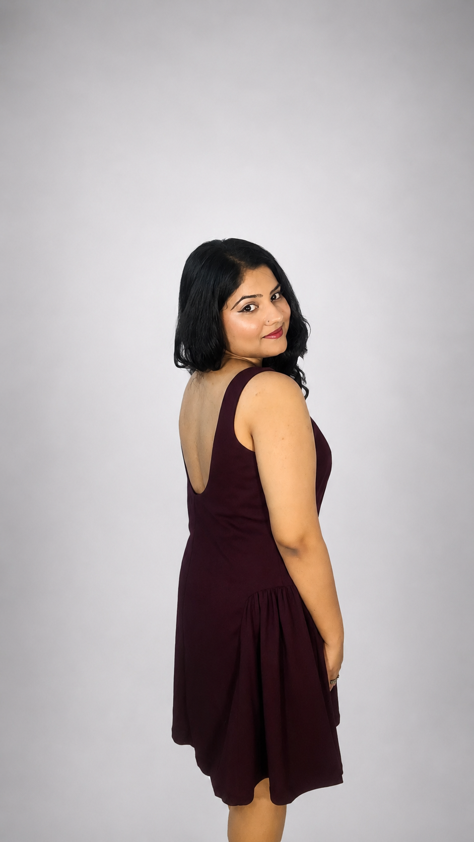 Wine Sleeveless Fit & Flare Mini Dress