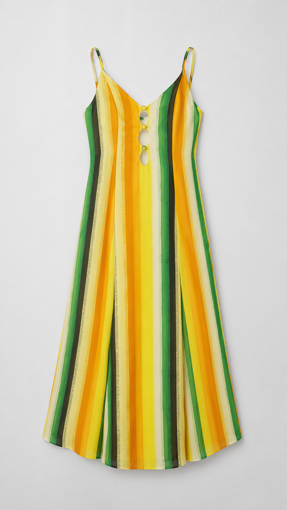 Sunlit Stripes Maxi Dress with Keyhole Neck Detail