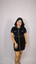 Black Contrast Stitch Detail Mini Dress
