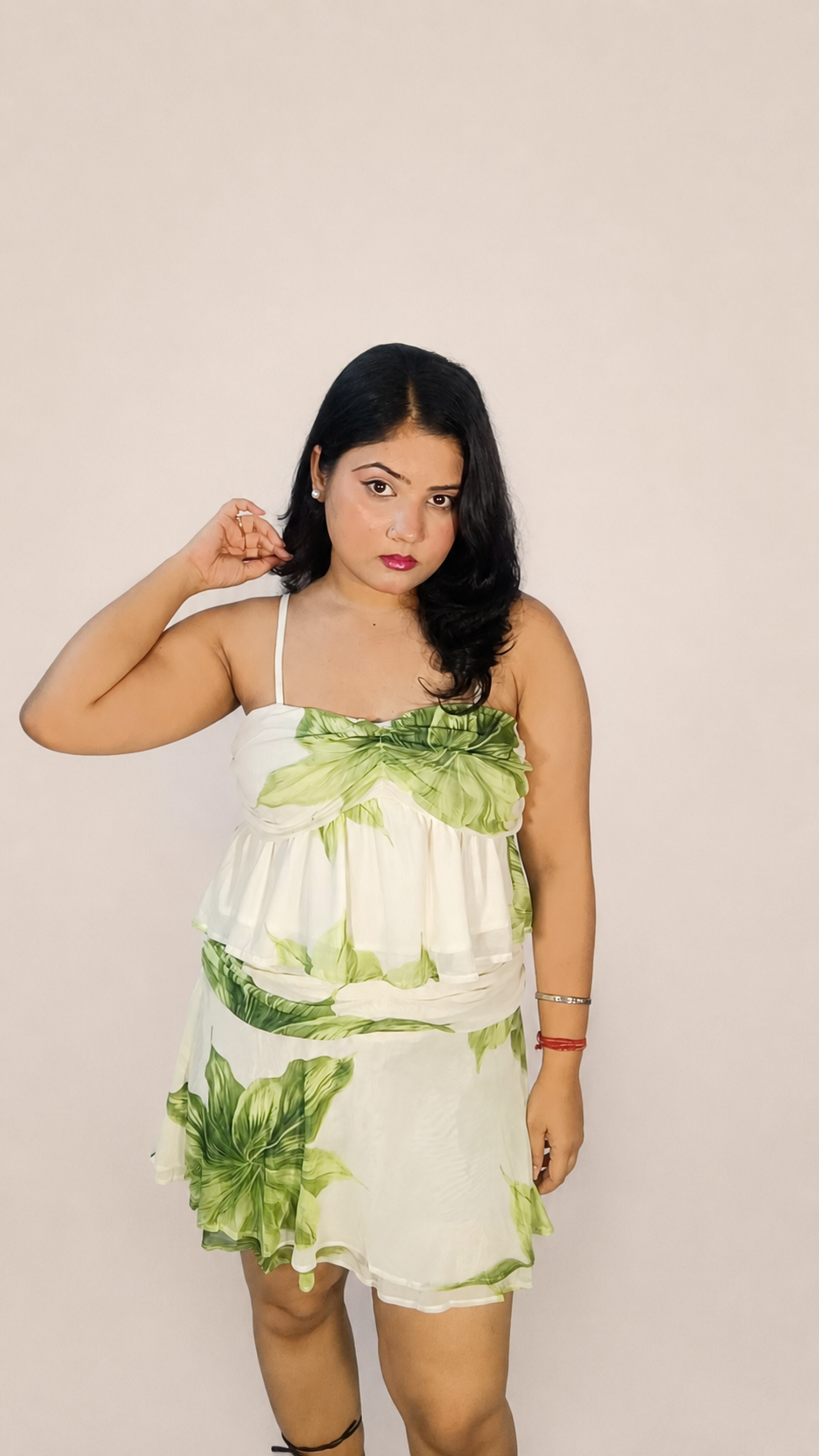 Tropical Bloom Mesh Co-Ord Set - Green
