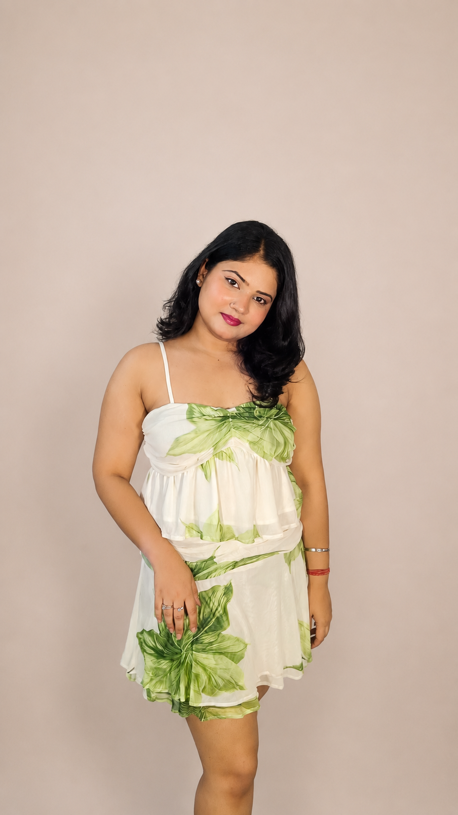 Tropical Bloom Mesh Co-Ord Set - Green
