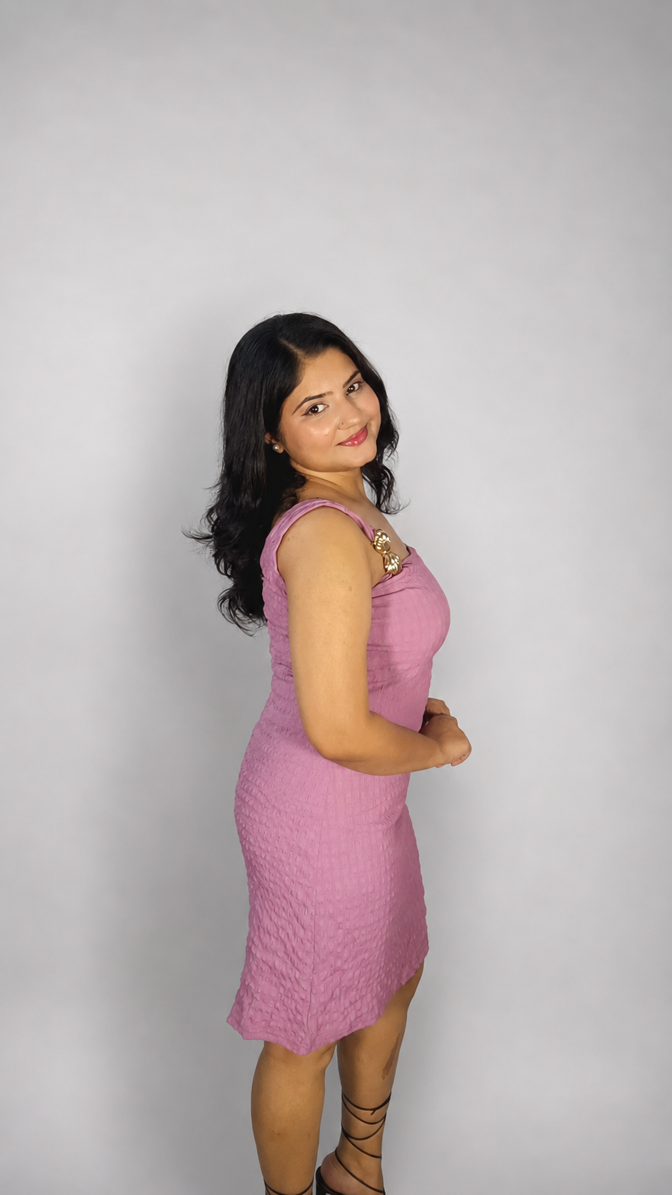 Textured Lavender Bodycon Midi Dress