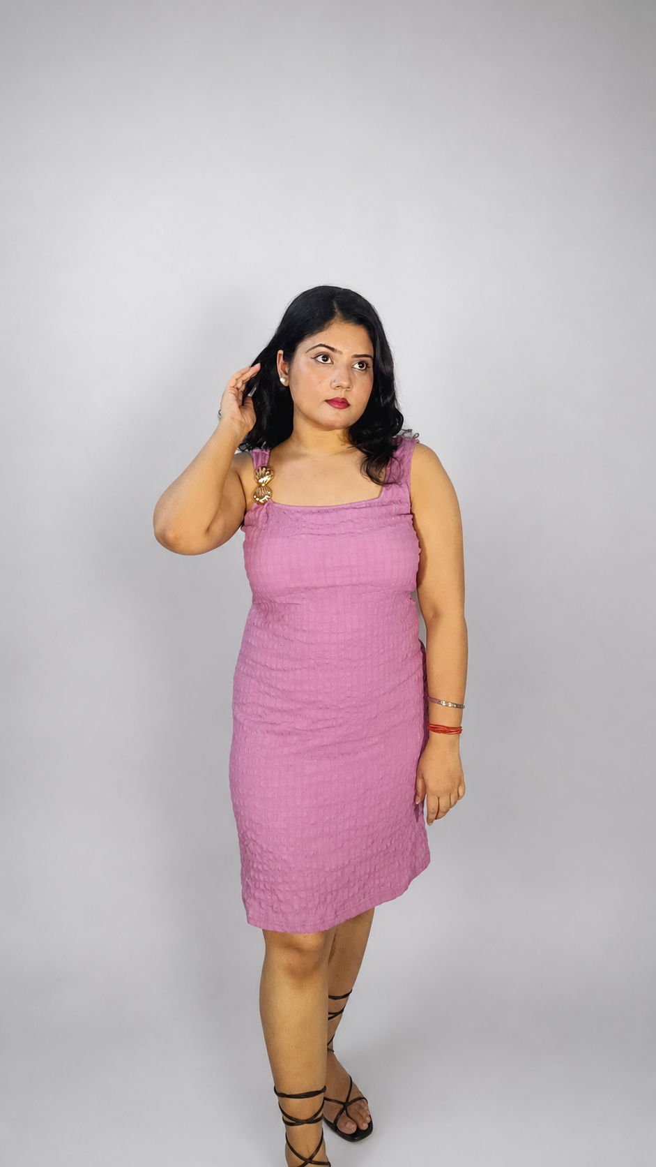 Textured Lavender Bodycon Midi Dress