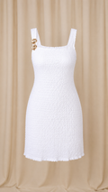 White Textured Midi Dress