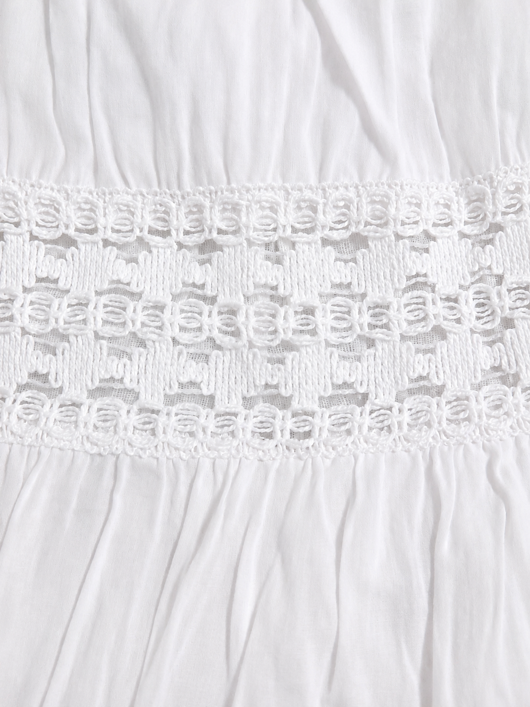 White Cotton Lace Off-Shoulder Maxi Dress