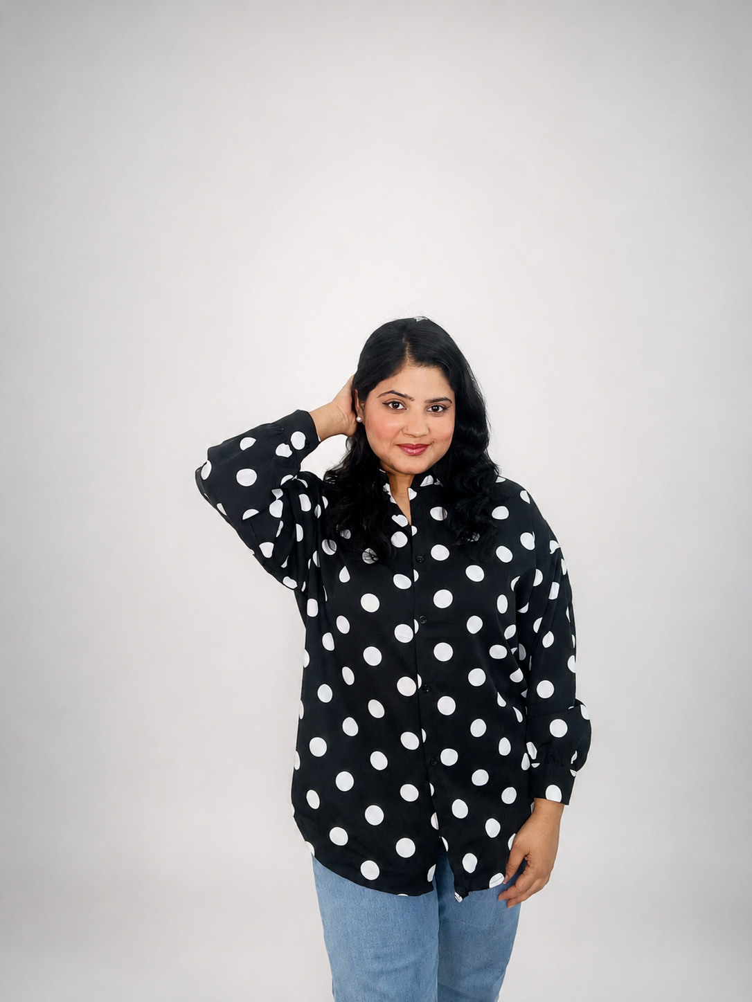 Black & White Polka Dot Oversized Shirt