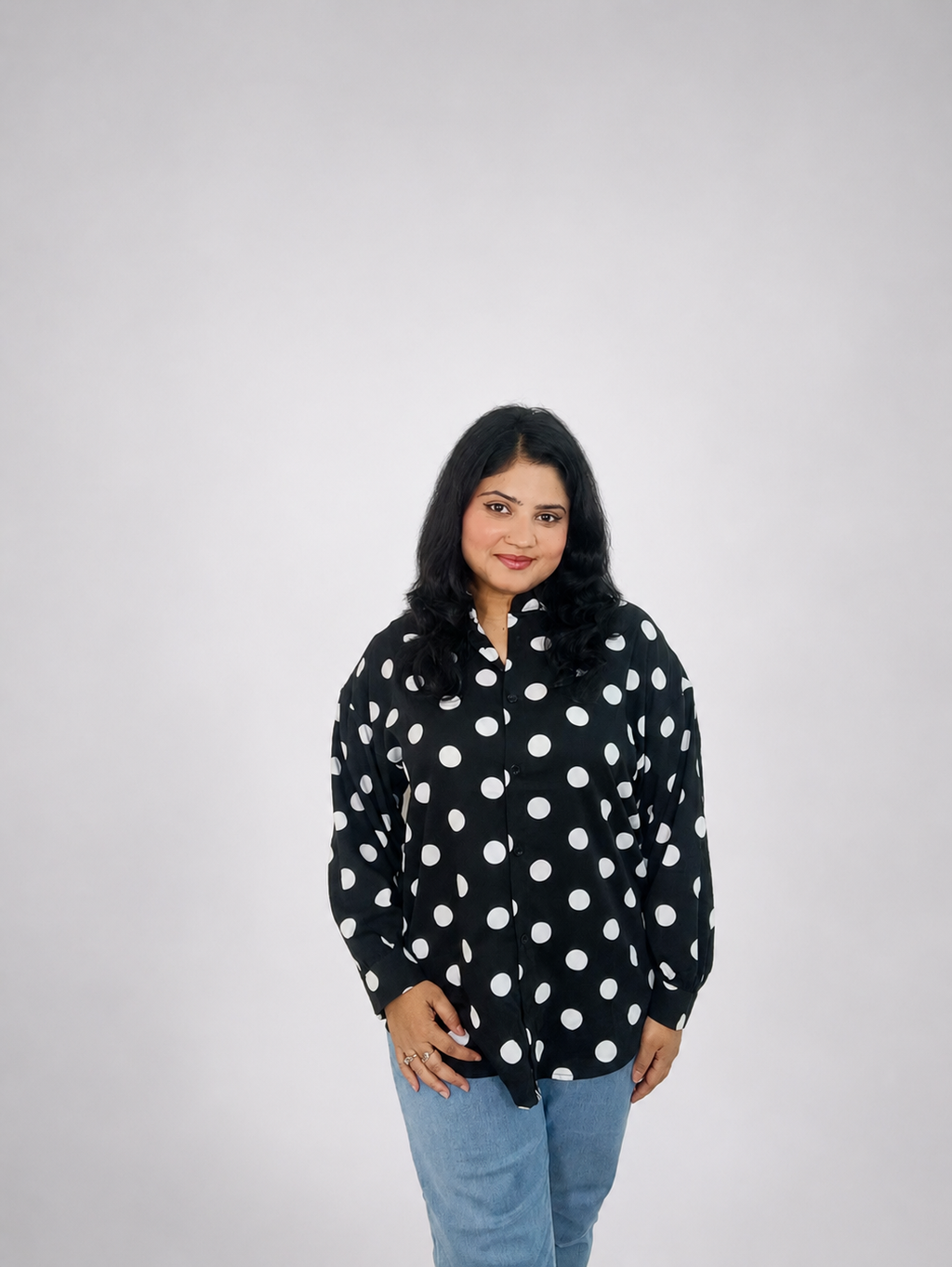 Black & White Polka Dot Oversized Shirt