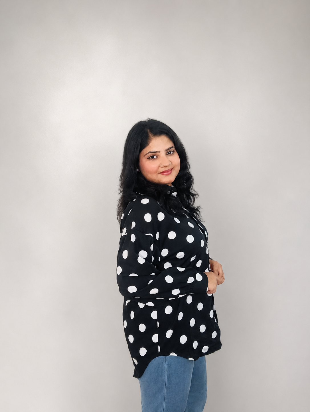 Black & White Polka Dot Oversized Shirt