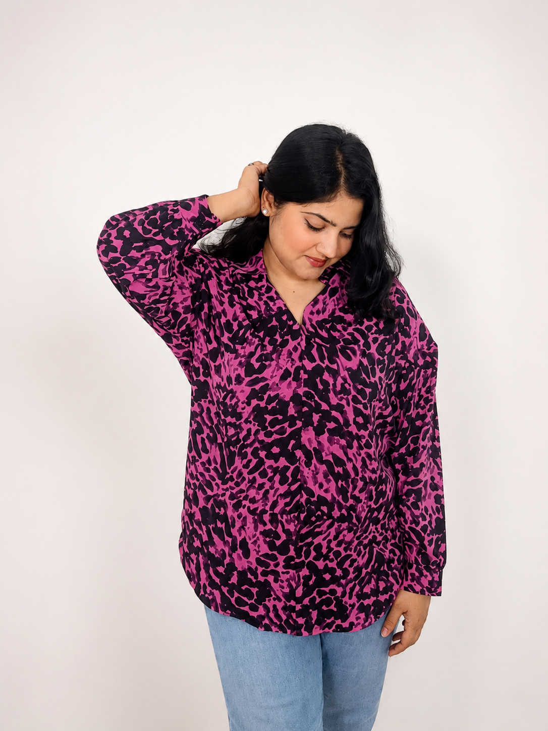 Pink & Black Animal Print Oversized Shirt