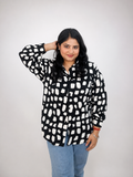Black & White Abstract Print Oversized Shirt