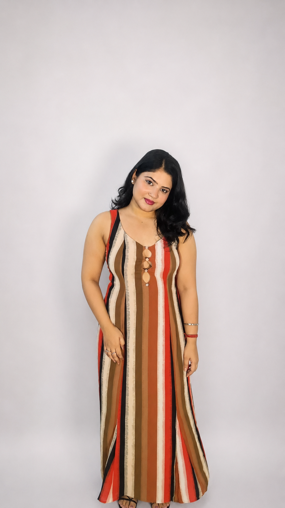 Multicolor Vertical Stripe Maxi Dress