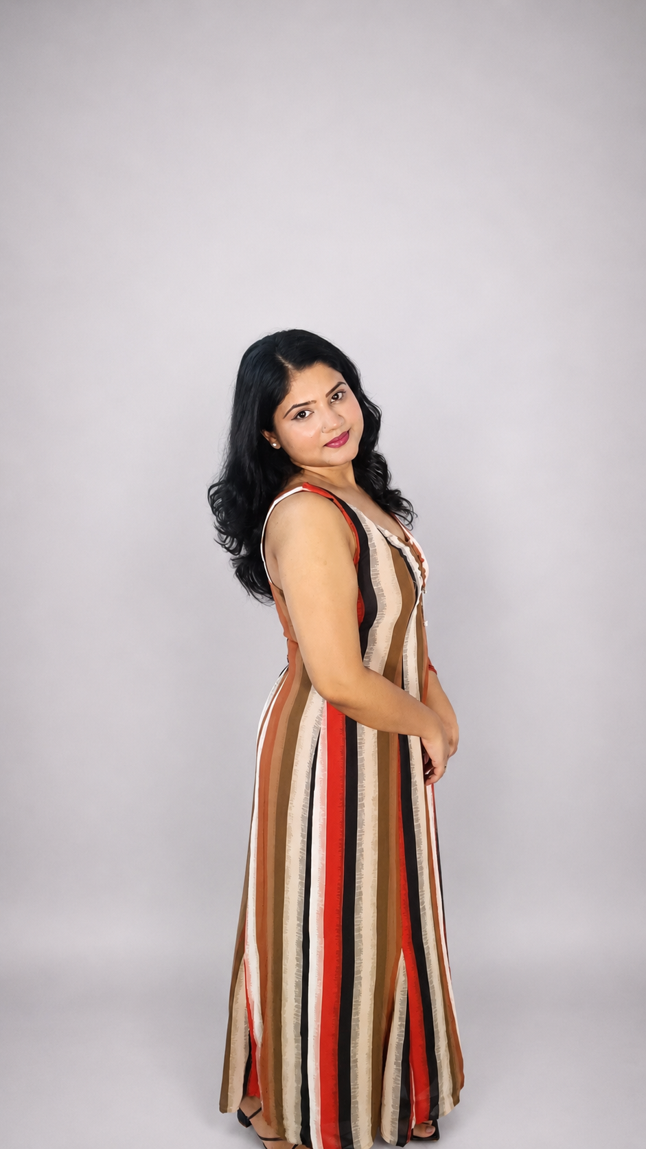 Multicolor Vertical Stripe Maxi Dress