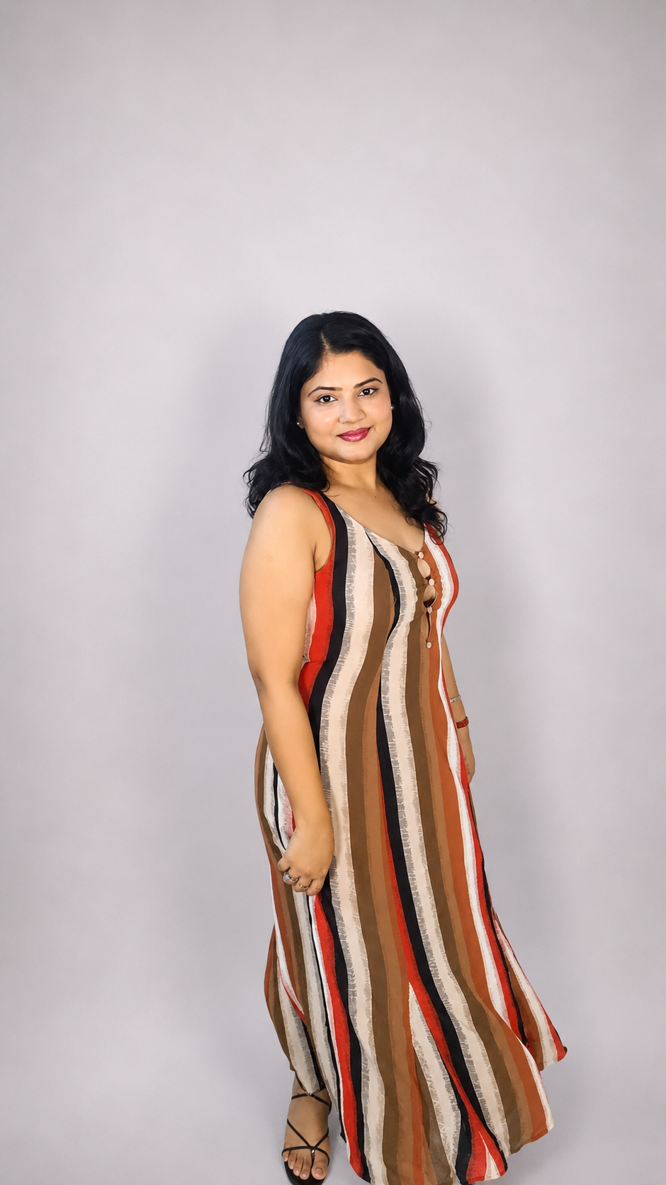 Multicolor Vertical Stripe Maxi Dress