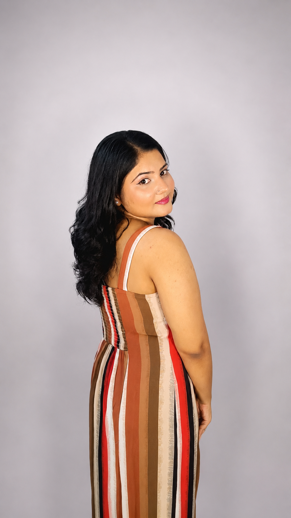 Multicolor Vertical Stripe Maxi Dress