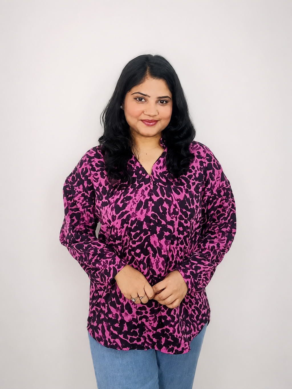 Pink & Black Animal Print Oversized Shirt